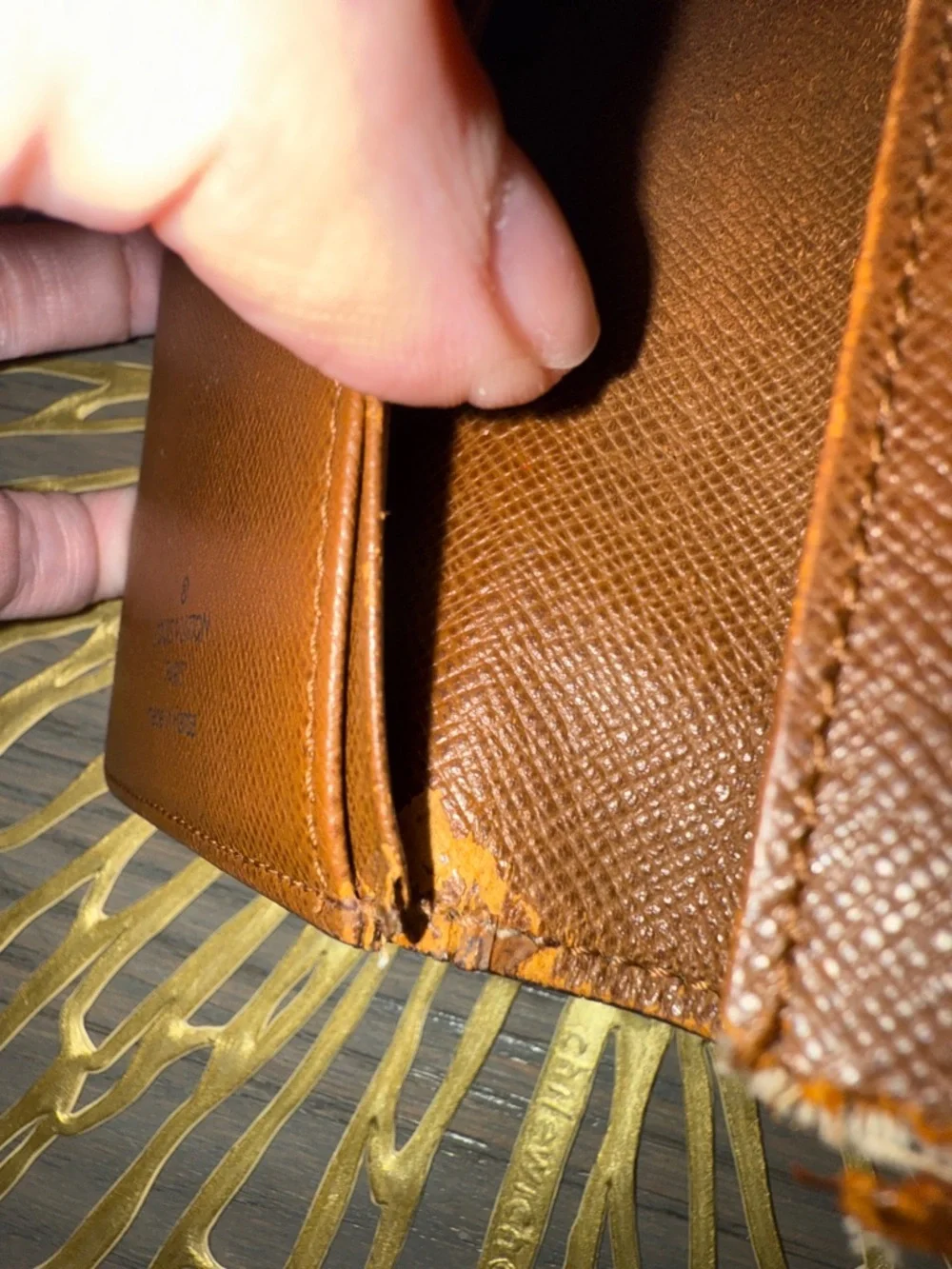 Louis Vuitton Vintage Monogram Long Wallet Dark Brown w Light Brown Monogram COA